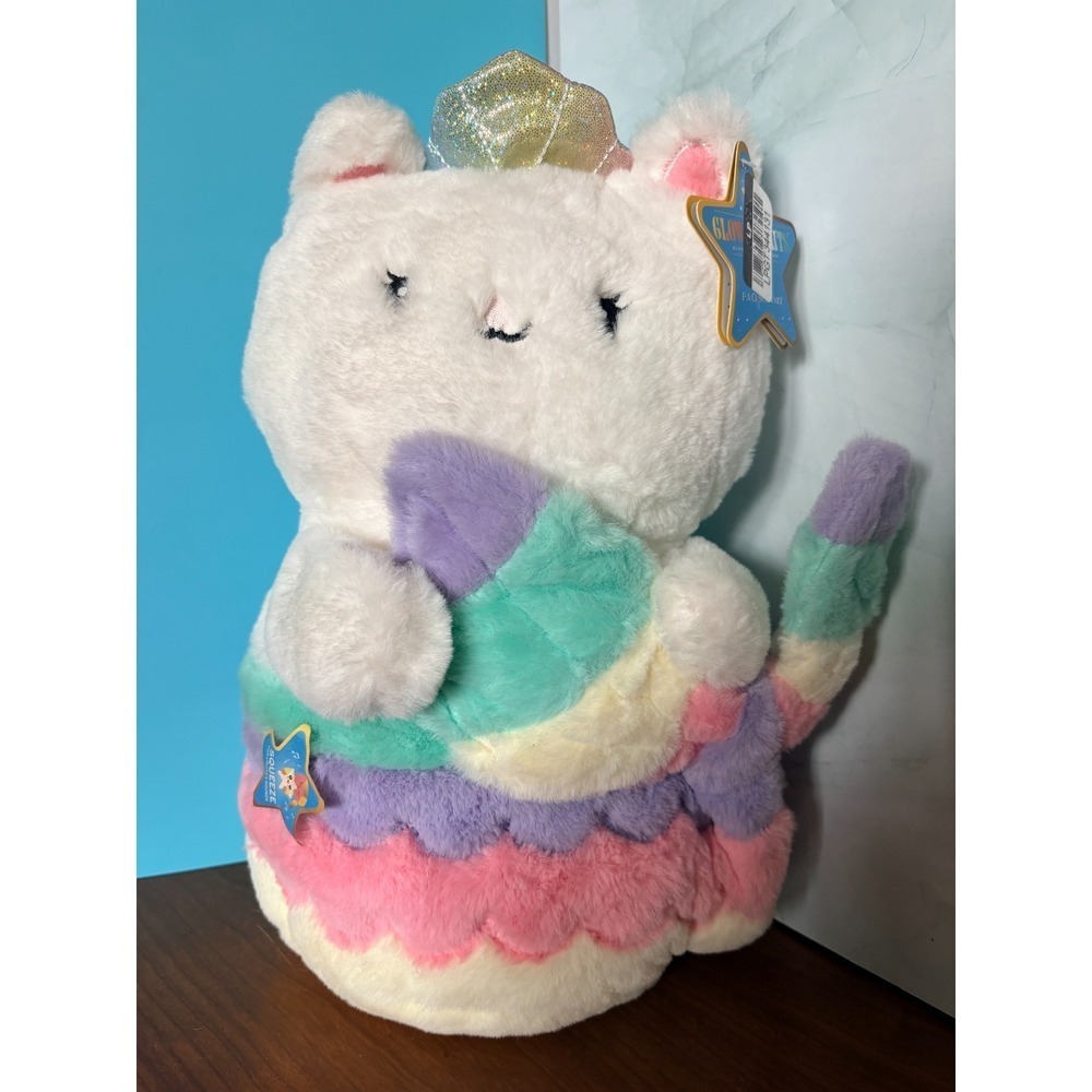 FAO Schwarz Star Brights Plush 12" Glow Brights Cat White Rainbow NWT 2023